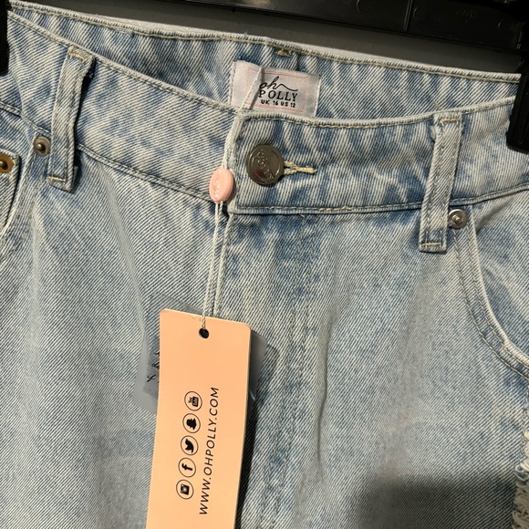 NWT Oh Polly Frayed Seam Flare Jeans Light Wash US 12 - Picture 7 of 8